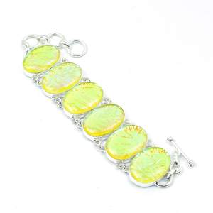 Bracelet en opale jaune australienne, argent sterling 925, bijoux faits à la main, style bohème, cadeau pour femmes et hommes - Product Image 1