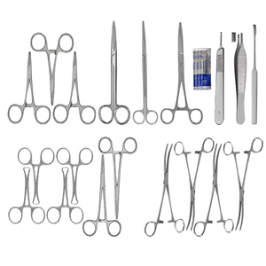 ชุดเครื่องมือผ่าตัดทั่วไปสำหรับสัตว์ 19 ชิ้น พร้อมใบมีดผ่าตัด ชุดเครื่องมือผ่าตัดสแตนเลสเยอรมัน - Product Image 1