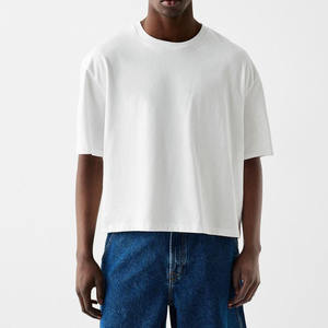 Camisetas de Hombre con Logotipo Personalizado OEM, 300GSM, 100% Algodón, Estilo Urbano, Corte Recortado, Diseño Gráfico, Ajuste Holgado - Product Image 1