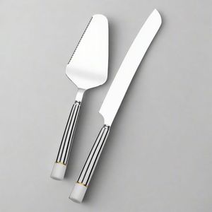 Modern Cake Server Set Metal Handle High Mirror Polish Dishwasher Safe Wedding <b>Flatware</b> - Product Image 1