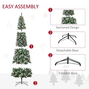 9 ft Pre-Lit Snow-Dipped Artificial Christmas <b>Tree</b> with 460 LED <b>Lights</b> Realistic Branches Pine Cones Red Berries 1298 Ti Series - Product Image 3