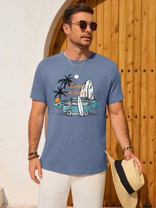 เสื้อยืดผู้ชายลายต้นปาล์ม คอกลม แขนสั้น เสื้อยืดฤดูร้อน รับผลิตตามสั่ง ขายส่ง - Product Image 5