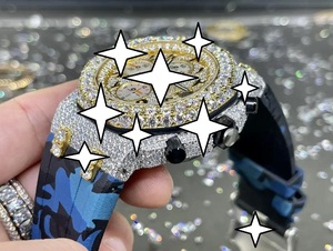 <b>Automatic</b> Luxury Sport Stainless Steel <b>Chronograph</b> Watch Crystal Mechanical Movement Fully Moissanite Bracelet Hip Hop Style - Product Image 4