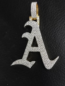 Colgante de Lujo con Letra Inicial 'A' en Plata con Incrustaciones de Moissanita VVS, Bañado en Rodio, Joyería Hip Hop Unisex - Product Image 5