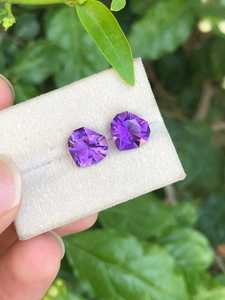 Paire de pierres précieuses améthystes naturelles en forme de cœur, ensemble assorti pour la fabrication et la collection de bijoux - Product Image 5