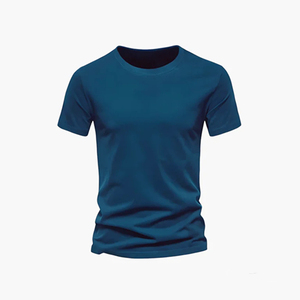 เสื้อยืดคอกลมแขนสั้นสีแดงเบอร์กันดีสำหรับผู้ชาย ทรงปกติ สไตล์ลำลอง สีพื้น ผ้าถัก ดีไซน์เรียบง่าย เสื้อยืดคอกลมแขนสั้นสีแดงเบอร์กันดีสำหรับผู้ชาย - Product Image 3