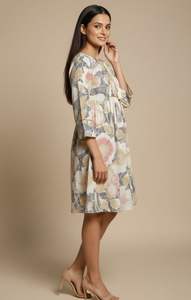 Vestido Bohemio de Alta Costura con Encaje Mini Estampado, 100% Algodón Premium - Product Image 3