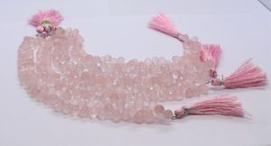 Cuarzo Rosa Natural Facetado en Forma de Lágrima, Briolette de 8 Pulgadas, Tamaño 5x7 MM, Gema de Cuarzo Rosa Briolette por Mayorista - Product Image 4