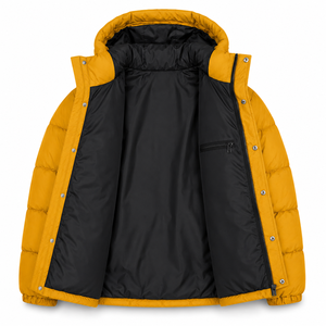 Blouson matelassé à capuche couleur personnalisée, en polyester, isolation thermique, fermeture à pression, poches utilitaires, designs streetwear hiver - Product Image 5