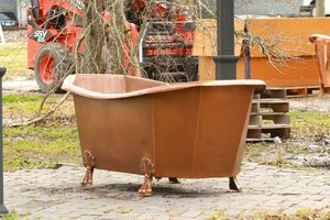 Decorative Antique Copper Freestanding Clawfoot Bathtub Octagonal Double Slipper Deep Soaking Tub for Hotels Villas and High End - Product Image 4