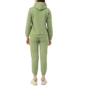 Vente en gros Ensemble deux pièces personnalisé Survêtements pour femmes en molleton de coton Broderie personnalisée Logo Motif solide Streetwear Survêtements à capuche - Product Image 3