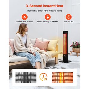 Stufa Elettrica a Infrarossi da 1500W con Telecomando, Riscaldatore per Interni/Esterni, 2 Velocità, Facile Utilizzo per Camera da Letto e Patio - Product Image 2