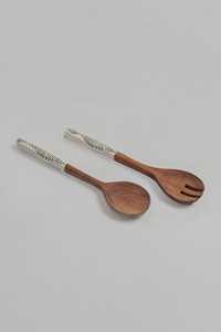 Cuchara para Servir de Madera Green Waves, Pintada a Mano, de Madera de Mango, para Ensaladas - Product Image 5