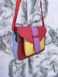 Nuevo Bolso de Mano de Moda para Mujer, Bolso de Cuero Reciclado Multicolor, Bolso de Hombro de Cuero Genuino Elegante para Mujer - Product Image 2