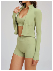 Green 2-Piece Yoga Set With <b>Crop</b> <b>Top</b> High Waist Leggings Seamless Breathable Design 2026 Latest Design - Product Image 5