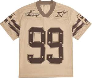 เสื้อเจอร์ซีย์โอเวอร์ไซส์แขนสั้นคอวีทรงหลวมพิมพ์ลายกราฟิกสำหรับผู้หญิง สไตล์อเมริกันฟุตบอล - Product Image 1