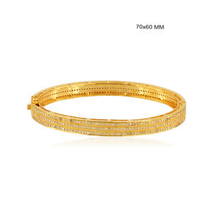 Brazalete Abrible de Plata 925 con Baño de Oro Amarillo y Diamantes Tallados en Rosa, Joyería Fina al por Mayor - Product Image 4