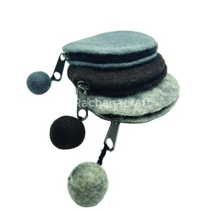 Handmade 100% Wool Felt Round Coin <b>Purse</b> Eco-Friendly Zippered <b>Small</b> Pouch Change Holder Sustainable Felted Mini Wallet for Gift - Product Image 1