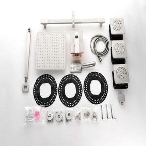 Système de douche au design confortable avec pommeau de douche, douchette à main, barre coulissante, jets latéraux, bras de douche, tuyau, robinet, levier de commande pour salle de bain - Product Image 5