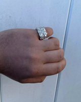 Anelli di fidanzamento e matrimonio personalizzati in argento sterling 925 placcato rodio con incastonatura a griffe, stile Hip Hop Rapper, con taglio ghiaccio e design NUGGET Pinky
