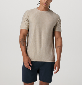 T-shirt à col rond classique, motif personnalisé, haut polyvalent à manches courtes, tricot poly/spandex, été, vente en gros, 160 GSM, couleur unie pour homme - Product Image 3