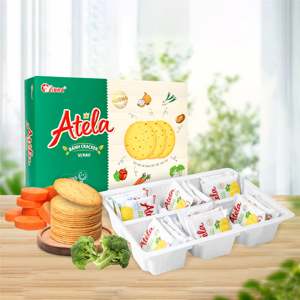 HALAL ISO ATELA Craquelins croustillants aux légumes 342G Boîte de sachets au goût sucré salé Emballage FMCG Vietnam Goût délicieux - Product Image 1