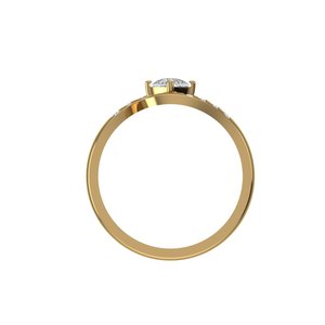 Anillo de compromiso romántico con diamante talla corazón en oro amarillo con halo y diamantes laterales para mujer, estilo romántico - Product Image 6