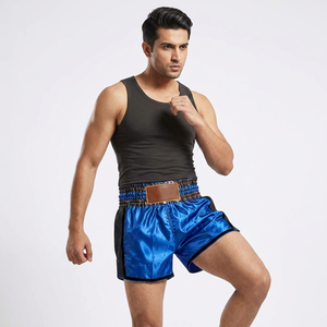 Pantalones Cortos de Boxeo Five B Profesionales en Satén Azul para Hombre, Transpirables, 100% Poliéster, para Entrenamiento y Competencia de Artes Marciales, OEM ODM - Product Image 3