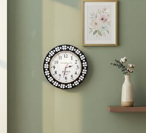 Horloge murale de luxe moderne de haute qualité, ronde, en résine et os incrustés, design géométrique, pour la décoration de la maison, salon, décoration intérieure - Product Image 5