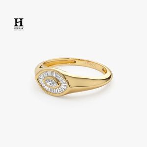 Gold <b>Evil</b> <b>Eye</b> Marquise Signet <b>Ring</b> Pave Diamond Halo Cubic Zirconia Statement <b>Ring</b> for Women - Product Image 2