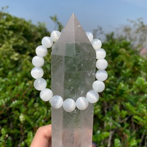 Chakralume Natural White Selenite <b>Beaded</b> <b>Bracelet</b> Unisex Gift for Healing Reiki Energy Jewelry 8mm - Product Image 5