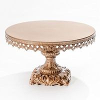 Ensemble de supports à gâteau sur pied en métal fait main, décorés de cristaux dorés, écologiques et luxueux, pour la présentation décorative de desserts