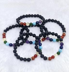 Exportateur indien de bracelets en pierre de lave 7 chakras, bijoux spirituels de guérison par le yoga, disponibles à prix réduit - Product Image 5
