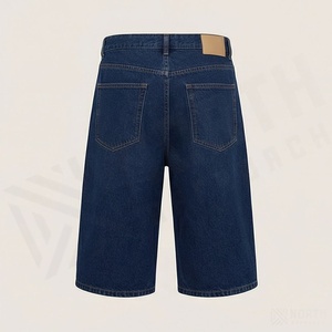 Custom Logo High Street Faded Long Shorts Men Casual Denim Loose Fit Jorts 100% Cotton <b>Distressed</b> Customized Color Long Men - Product Image 2