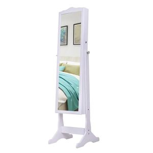 Specchio Decorativo Retro Bianco in PVC con Rivestimento Effetto Legno, Armadietto Portagioie con Specchio Integrato - Product Image 3
