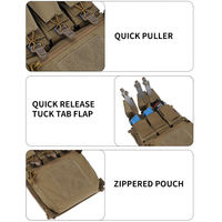 Pochette tactique extensible à fermeture éclair pour panneau arrière, accessoire de gilet MOLLE avec triple porte-chargeur, sac de rangement polyvalent
