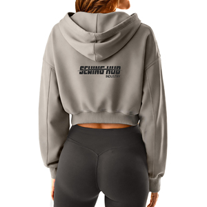 Sudadera con capucha corta de punto para mujer, suave, transpirable, ecológica, estilo casual urbano con hombros caídos - Product Image 2