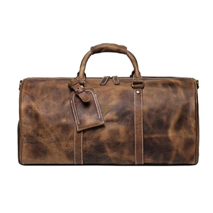 Bolsa de Viaje de Cuero Genuino para Hombre, Color Marrón, con Asa Suave, Cierre de Cremallera, Bolsas Deportivas Resistentes - Product Image 5