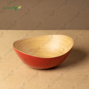 Tazón de Ensalada de Bambú Tejido Artesanal de Vietnam, Lacado, Desechable, Clásico, Ecológico, Color Personalizado, D20cm X H12cm - Product Image 6