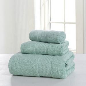 Ensemble de serviettes de bain en coton hypoallergénique écologique de couleur unie avec texture tissée pour un usage domestique - Product Image 4