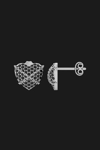 Heart Shape Zircon <b>Stud</b> <b>Earrings</b> with Silver Cross Accents Gold Plated Stylish Unisex Hip Hop Jewelry for Anniversary - Product Image 1