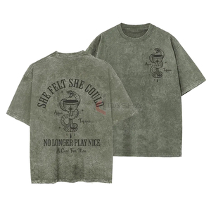 เสื้อยืดคอกลมแขนสั้นทรงโอเวอร์ไซส์สไตล์วินเทจผ้าฝ้ายคุณภาพสูง 100% ซักย้อมสีแบบแอซิดวอช ดีไซน์ขาดๆ สำหรับผู้ชาย ราคาถูก - Product Image 2