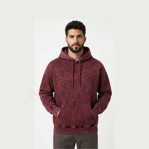 Sudadera con Capucha de Algodón con Cierre y Estampado de Alta Calidad, Lavada al Ácido, Estilo Desgastado, Unisex, Hecha en Pakistán - Product Image 3
