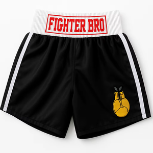 Shorts de boxe unisexes en polyester, personnalisables par sublimation et broderie, respirants, légers, séchage rapide, pour entraînement, kickboxing et combat - Product Image 1
