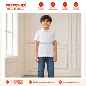 Polo de Manga Corta Blanco de Primera Calidad para Niños, Uniforme Escolar, Camiseta con Cuello de Algodón para Niños, Puppetnx ODM - Product Image 2