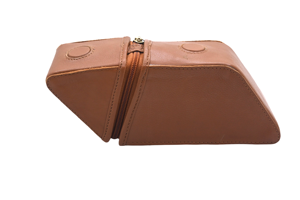 <b>Brown</b> Genuine Leather Makeup Brush <b>Storage</b> <b>Box</b> Portable Zipper Organizer Bag for Pens Lipsticks Travel - Product Image 2