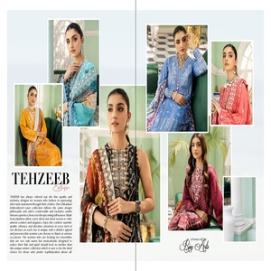 พรรคที่สวยงามและมีสไตล์สวมชุดปากีสถานและอินเดีย Chikan Kari สนามหญ้า3ชิ้นโดย Riaz ศิลปะปริมาณชุดชาติพันธุ์ TEHZEEB - Product Image 6