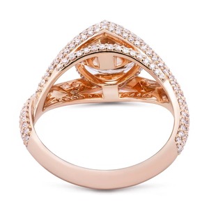 Anillo de compromiso de oro rosa de 14K con diamante de laboratorio de 1 quilate de corte redondo, diseño cruzado con pavé, joyería nupcial para boda - Product Image 5