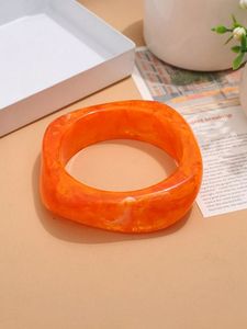 Classic Orange Resin Bangle <b>Bracelet</b> for Unisex Fashion Gift Wear - Product Image 1