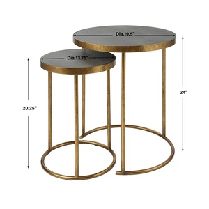 Elegant <b>Nesting</b> Bar <b>Tables</b> Dual <b>Round</b> Tops Space Saving Stackable Design Sturdy Frame Modern Accent Set for Living Room Decor - Product Image 4